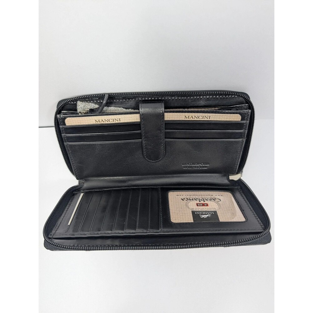 Mancini Casablanca RFID Full Zip Leather Clutch Wallet Black 87000372. - Picture 3 of 13